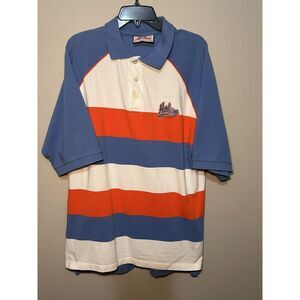 Vintage Y2K Harlem University Orange Blue White Polo Men's‎ XL